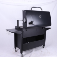 Grille en fonte de qualité supérieure extérieur grand chariot multifonction fumeur charbon de bois barbecue avec rôtissoire