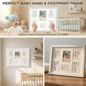 Marco de Fotos de Madera para Recién Nacidos 2026, Kit de Marco de Fotos con <span class=keywords><strong>Huellas</strong></span> de Manos y Pies de Bebé en Arcilla, Regalo para Baby Shower - Product Image 5