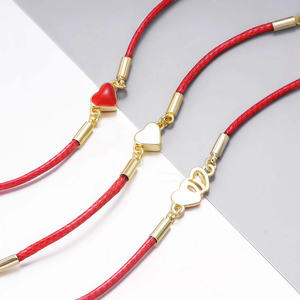 <span class=keywords><strong>Bracelet</strong></span> tressé rouge à double cœur plaqué or 14 carats pour filles, bijoux ajustables pour enfants, cadeaux d'anniversaire et de fêtes - Product Image 5