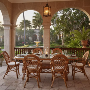 Ensemble de salle à manger en rotin traditionnel JAVA, design confortable pour appartement et hôtel, meubles de maison, vente chaude - Product Image 2