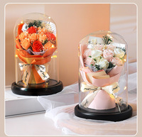 Rose éternelle réaliste et délicate de haute qualité, faite à la main, en forme de fleur, sous cloche en verre, cadeau pour la Fête des Mères, avec réduction en gros