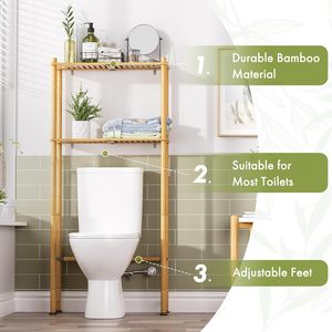 Étagère de rangement pour salle de bain à 2 niveaux en <span class=keywords><strong>bambou</strong></span>, organisateur de toilettes, support pour serviettes, mobilier de salle de bain moderne - Product Image 5