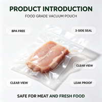 Sac de conservation sous vide refermable en plastique pour viande, poulet, cuisson et rangement en cuisine