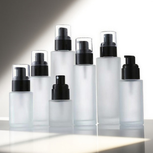 Cosmetic Packaging Glass Frost Round Eye Serum Cream <b>Bottle</b> 20ml 30ml 40ml 50ml 60ml 80ml 100ml 120ml Lotion Pump <b>Bottle</b> - Product Image 1