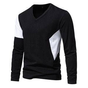 Venta al por mayor de nuevas camisetas de alta calidad para hombre con cuello en V, camisetas de manga larga para hombre, ropa de talla grande para hombre - Product Image 4