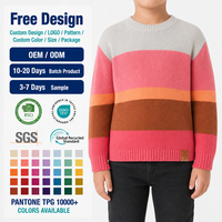 Pull pour enfants OEM, logo personnalisé, cardigan pour enfants, pull à capuche, vêtements à manches longues, vente en gros de sweat-shirts rayés pour enfants