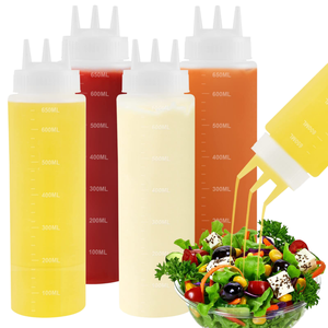 1Pcs 650ml Empty Plastic <b>Sauce</b> Squeeze Bottles Refillable Condiment Containers With Graduated For Salad Dressing BBQ Oils - Product Image 1