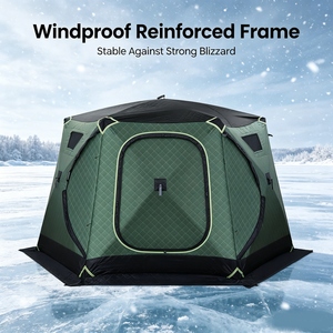 Meilleures ventes : Tente de pêche sur glace hexagonale isolée, à armature droite, pour 4-6 personnes, portable et adaptée à la randonnée - Product Image 6
