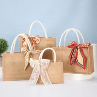 Toile de lin écologique réutilisable avec votre Logo, sac fourre-tout en Jute de plage en chanvre avec poignée personnalisée