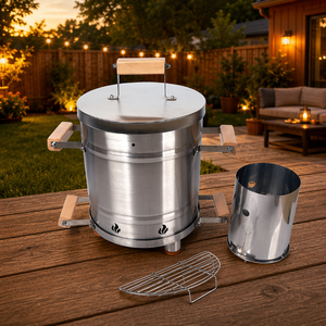 Asador de Carbón <span class=keywords><strong>Portátil</strong></span> de Acero Inoxidable 304 con Termómetro para Exteriores, Camping, Jardín y Picnic - Product Image 5