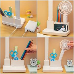 Lampe de table pliable à LED avec horloge, porte-stylo, rechargeable par USB, lumière de protection des yeux, lampe de bureau pour l'étude - Product Image 6