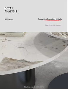 Giá Rẻ Thông Minh Hiện Đại Màu Đen Phòng Ngủ Bằng Đá Cẩm Thạch Đặt Bàn Cà Phê Để Bàn Ăn Trắng Và Vàng Bên Bàn Cà Phê - Product Image 4