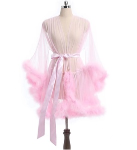 Großhandel Frauen Lounge wear Designer Nachtwäsche Robe De Soiree Pjs Weiblich Pj Set Mit Valentinstag Sexy Dessous Spitze Pelz Roben - Product Image 3