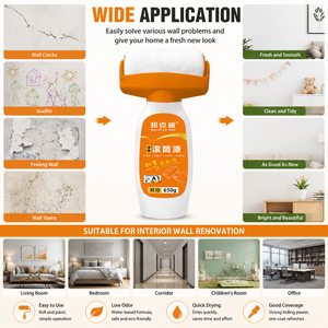 BANG KE WEI <b>Paint</b> <b>Roller</b> Refurbishment Kit Quick Wall Renovation Low Odor Fast Drying 650g Set for Home Office - Product Image 5
