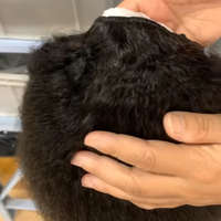 Perruque mi-tête en cheveux humains bruts indiens de temple, lisse crépu, 16 pouces, densité 180 %, pour femmes, vente en gros