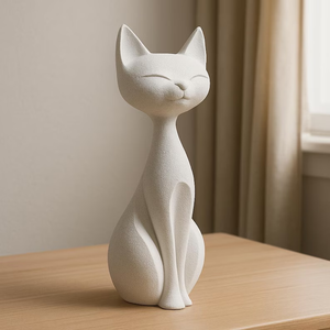 Statue de chat minimaliste, figurine de chat moderne pour la décoration de la maison, sculpture de style nordique, cadeau parfait pour les amoureux des animaux de compagnie/livraison rapide - Product Image 6