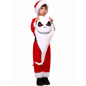 Disfraz de Jack Skellington como Papá Noel, Rojo con Peluche Blanco, Traje Infantil para Halloween y Navidad - Product Image 2