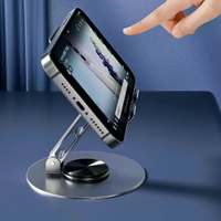 Support de téléphone rotatif entièrement en métal réglable et rotatif à 360 ° Support universel en métal pour tablette de bureau