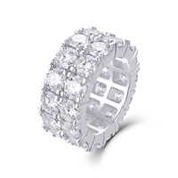 Zanlong 13840 5mm Moissanite 2 rangées hommes femmes bijoux fins glacé 925 argent Sterling VVS Moissanite bague d'éternité de luxe