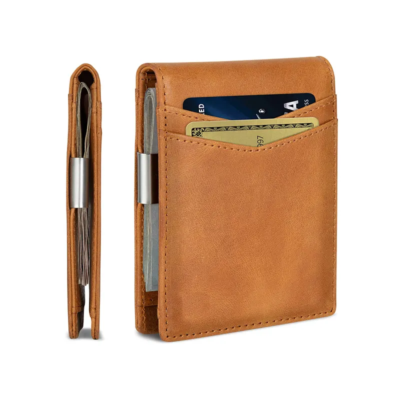 RFID — portefeuille en cuir PU à Clip, sac de sécurité et de sécurité, pochette frontale mince, porte-cartes