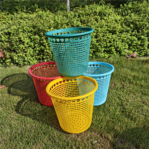 Cubo de basura de plástico cilíndrico hueco para uso en interiores, para el hogar, oficina, cocina, dormitorio, baño - Product Image 4