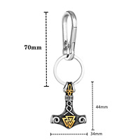 Porte-clés Viking Mjolnir personnalisé en acier inoxydable, pendentif marteau de Thor avec sangle en cuir, porte-clés de la mythologie nordique, double design