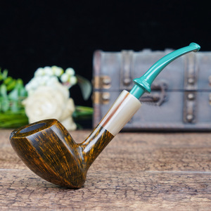 Bent Tobacco Pipe With Cumberland Mouthpiece 3mm Smooth Aged Finish For Smoking Zhejiang Origin - Product Image 1