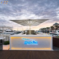 Bar extérieur Prix Luxe Blanc Marbre Led Logo Restaurant Bistro Resort Club Boisson Café Bière Cocktail Hôtel Bar Comptoir
