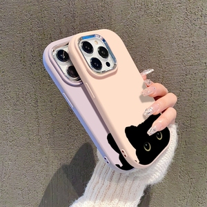 เคสโทรศัพท์สำหรับ iPhone 15 14 13 16 17 PRO MAX อุปกรณ์เสริมมือถือลายแมวสีดำน่ารัก - Product Image 4