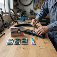 Kit de réparation de pneus 48 pièces avec patchs froids en caoutchouc, colle en tube et patchs anti-crevaison à dos en feuille pour moto, scooter, voiture, tracteur, vélo