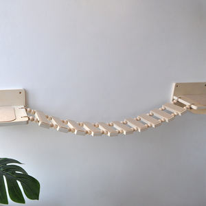 Pintura a base de agua natural, entrega global rápida, puente de paseo de gato de madera contrachapada multicapa montado en la pared, 2 soportes de plataformas circulares - Product Image 5