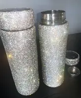 Blinged Cups Nieuwe Bling Water Flessen Met Temp Deksel Glazen Flessen 500Ml Roestvrij Staal Water Fles Bling Tuimelaars