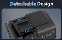 Caméra de rétroviseur avec écran IPS de 3 pouces, double objectif, caméra de tableau de bord avant/arrière 4K, Wi-Fi intégré, GPS, vision nocturne, enregistrement en boucle, application