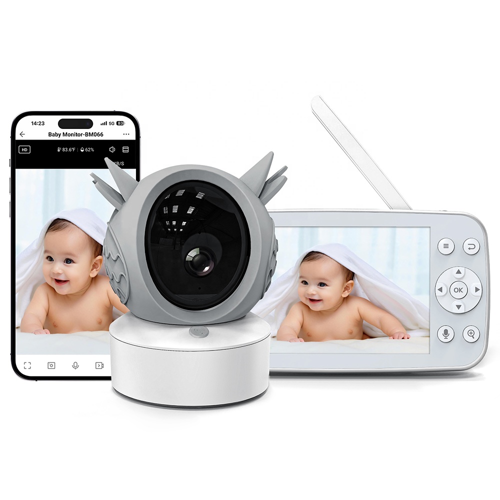 Видеоняня 5 дюймов с камерой и аудио, Wi-Fi, 2,4 ГГц, 2-стороннее ночное видение, 360 °, наклон для детей, пожилых домашних животных
