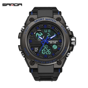 San Da 739 Reloj militar de lujo para exteriores Reloj electrónico de doble circuito Reloj digital multifuncional de moda para hombres - Product Image 1