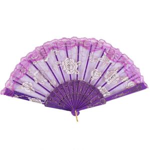 Wholesale New Design Spanish Folding <b>Hand</b> <b>Fans</b> Plastic Lace Floral Foldable Bamboo Crafts for Weddings and Events - Product Image 2