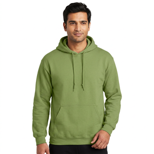 Sweat-shirt à capuche unisexe personnalisé, uni, vert, chaud en polaire pour l'hiver, vente en gros pour hommes et femmes - Product Image 1