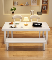 Table de bureau moderne en bois massif, grain de frêne, avec base en H, pour la maison et le bureau (vente en gros)