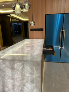 Ghiaccio <span class=keywords><strong>bianco</strong></span> <span class=keywords><strong>marmo</strong></span> onice Villa Bar <span class=keywords><strong>cucina</strong></span> isola per <span class=keywords><strong>cucina</strong></span> piano bagno pietra di pietra isola di cristallo naturale - Product Image 6