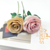 Vente en gros de roses artificielles en soie à tige unique, branche haute de 50 cm, pour la décoration