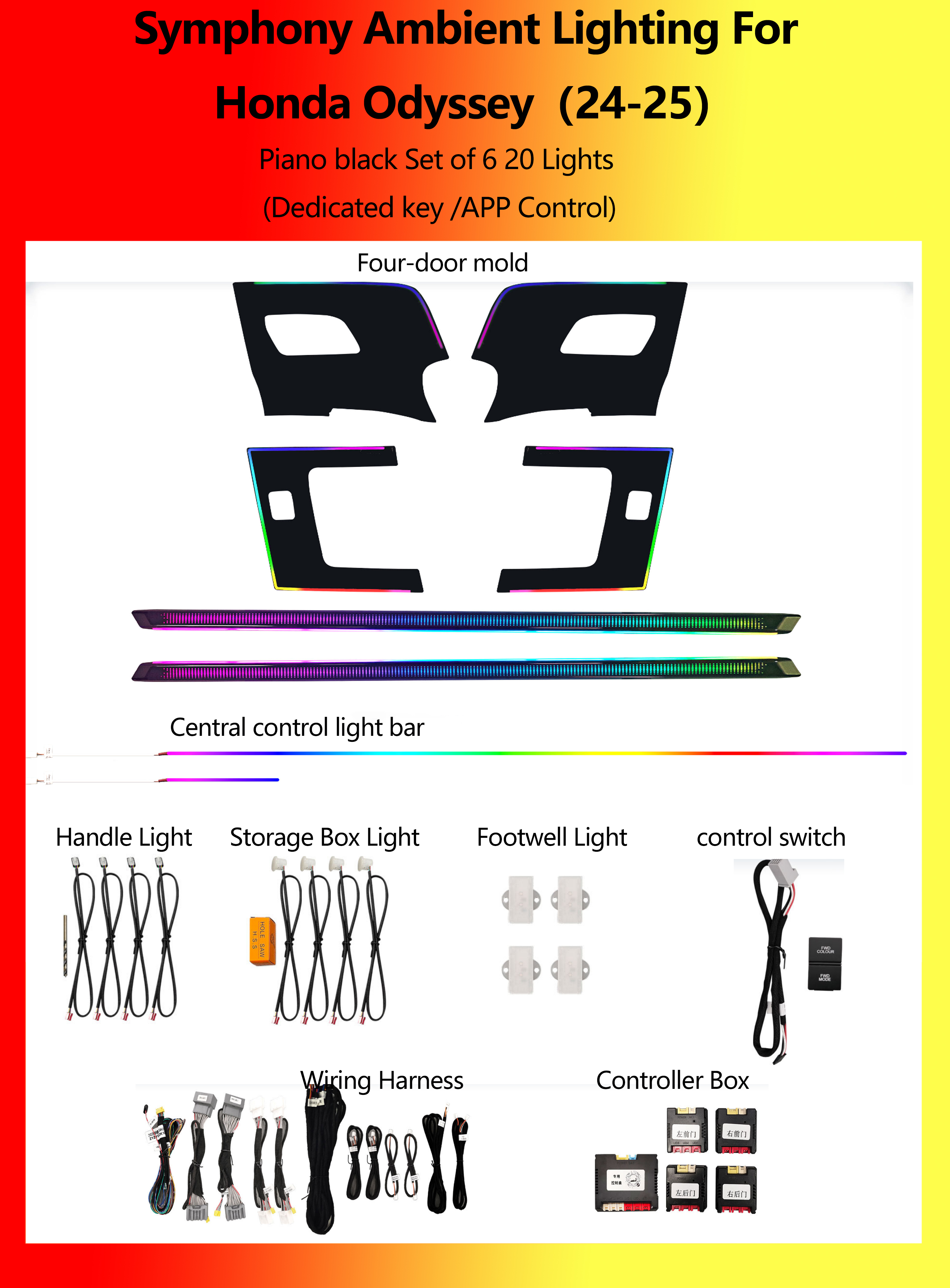 Honda Odyssey Piano black Set of 6 Symphony 20 Lights