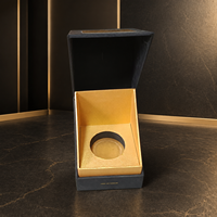 Boîte cadeau haut de gamme noire et or pour bougies, avec couvercle magnétique, insert rond et impression personnalisée