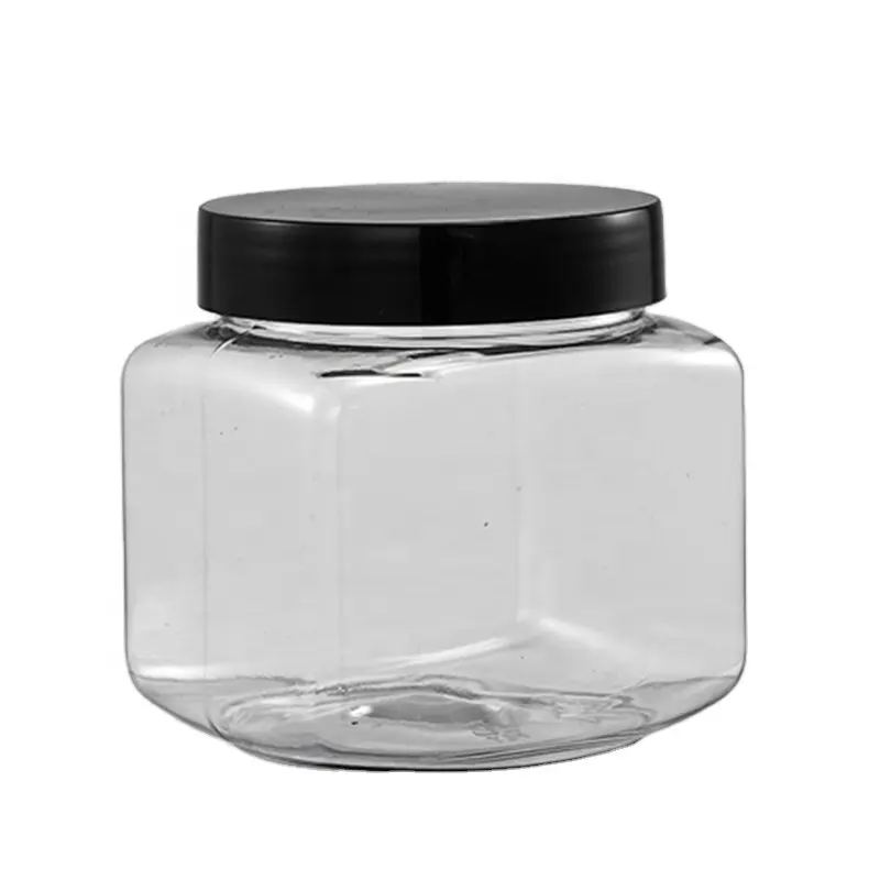 Frasco de creme de cuidados pessoais 500g preço de fábrica frasco de creme de mel PET transparente para lanche de nozes