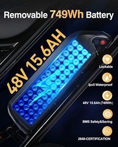 จักรยานเสือภูเขาไฟฟ้า Qlife ขนาด 20 นิ้ว 48V15.6Ah ระบบกันสะเทือนคู่ ยางใหญ่ สำหรับผู้ใหญ่ สินค้าในสหรัฐอเมริกา จัดส่งฟรีรวดเร็วจากคลังสินค้าในสหรัฐอเมริกา - Product Image 3