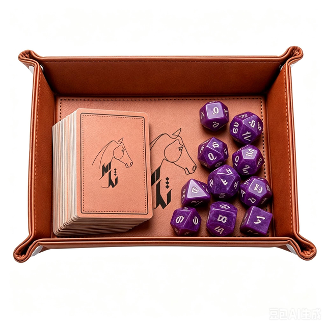 Custom Tabletop Trading Card Tray Set Display Dice Design Portable Game Accessory Personalized Leather Tray for DND RPG Dice