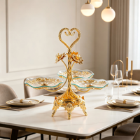 Assiette à dessert aux fruits de style européen, support décoratif en verre de luxe léger pour mariage