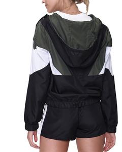 Precio de fábrica de luz de las mujeres Jogger trajes Color bloque chaqueta y pantalones cortos conjuntos Tops sudaderas con capucha - Product Image 2