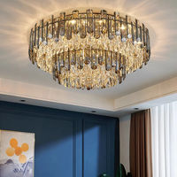 Plafonnier LED en cristal K9 encastré rond pour salon, salle à manger et chambre, idéal pour hôtels et villas de luxe modernes