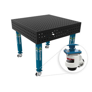 Banco de soldadura con ruedas SteelPlus GPPH de 1x1m, 12mm de espesor, agujeros de 16mm, rejilla de 50x50mm - Product Image 1