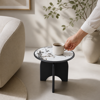 Table basse en marbre durable et écologique au design minimaliste italien moderne, ensemble de table d'appoint pour canapé en acier inoxydable pour salon